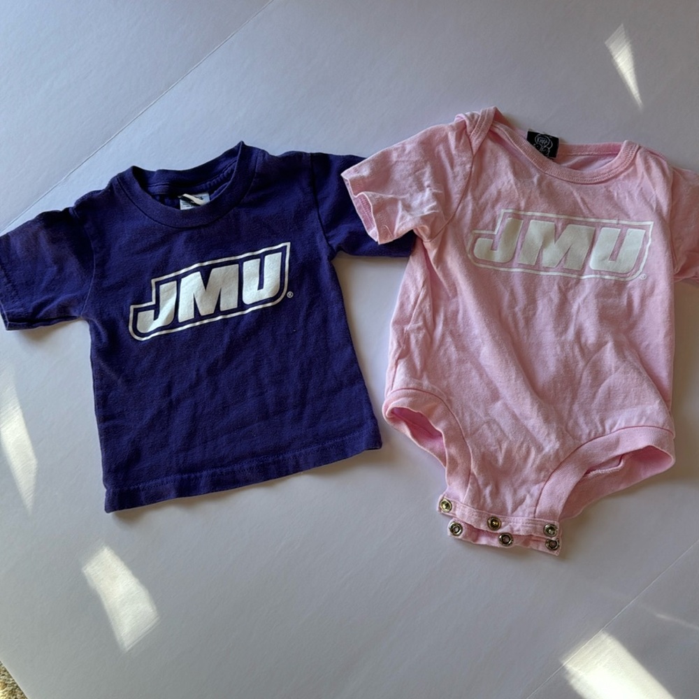 JMU Baby Set, Purple T Shirt, Pink Onsie, 6-12M